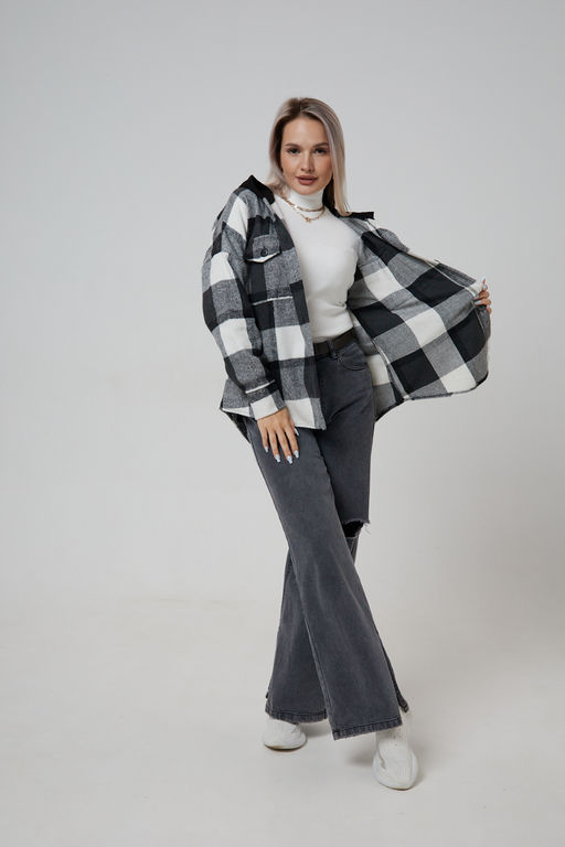 Рубашка женская в клетку с капюшоном РЖКК-01