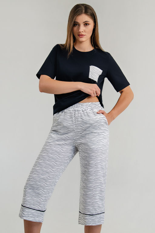 Арт. 9164 Пижама с бриджами 44-50 (4 шт) Цвет:темно-синий, серый - Калинка фото 18