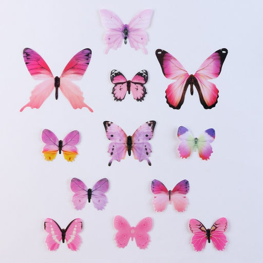 Набор для украшения «Бабочки», 12 шт., цвет розовый