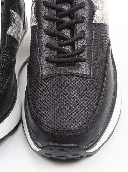 03-C129-1 BLACK Кроссовки женские (натуральная кожа)