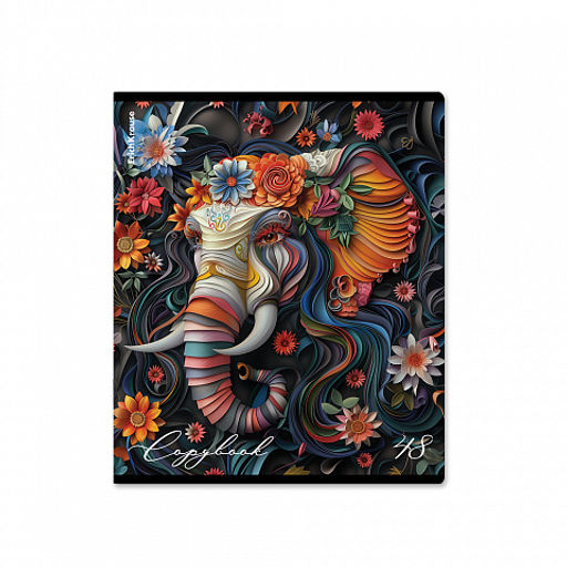 Цена за 5 шт. Тетрадь общая ученическая ErichKrause Flower Animals, 48 листов, выборочный УФ-лак, клетка_MIX-PACK  фото 7