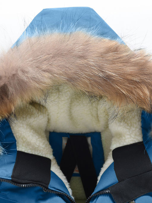 Парка зимняя подростковая для мальчика с капюшоном и мехом синего цвета 9535S - Valianly фото 11