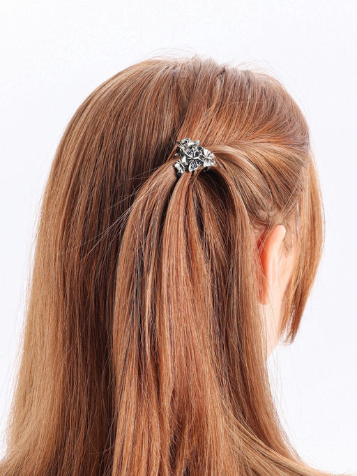 Цена за 6 шт. Крабик для волос «Синий туман», вальс бабочек, 3 см, серебро