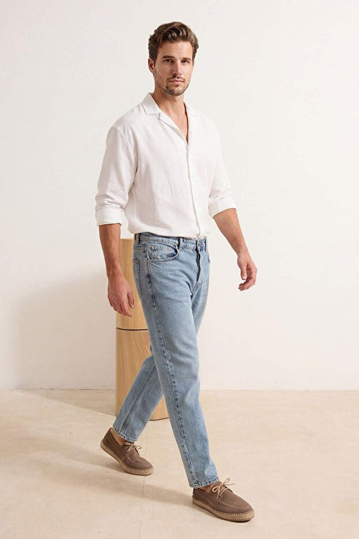 A__k Mavi Baggy/Geni_ Kal_p Bol Kot Pantolon Jeans TMNAW24JE00027 - Trendyolmilla фото 2