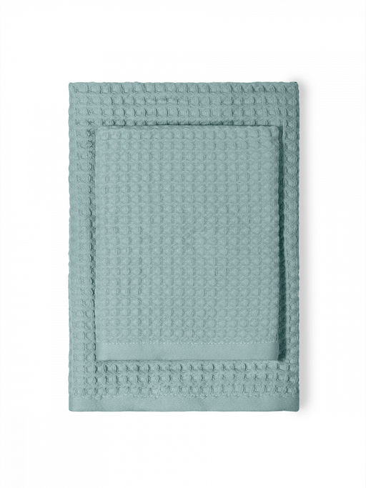 Набор полотенец вафельных 2шт 70x140, 50x90 голубой вафельное полотно