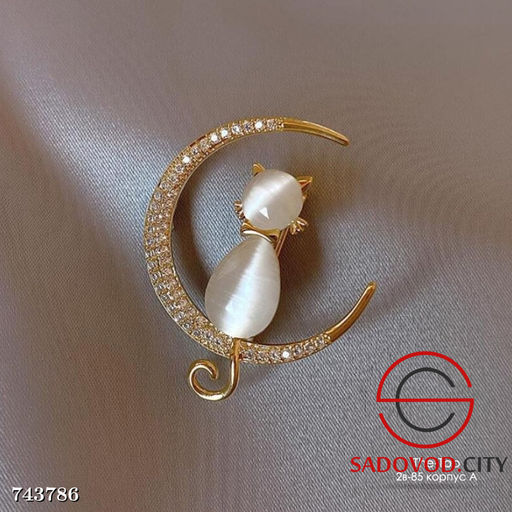 Брошь кошка на луне бижутерия - Bruno фото 3