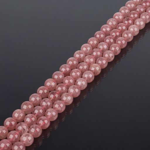 Бусины для украшений из Клубничного кварца (50 бусин) 39 см