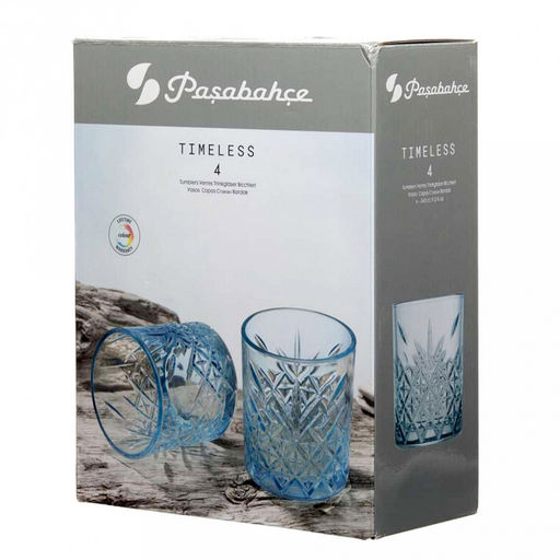 Timeless Стакан стеклянный 345мл, низкий, бирюзовое дно, набор 4шт, Pasabahce (Турция) - Домашняя мода фото 2