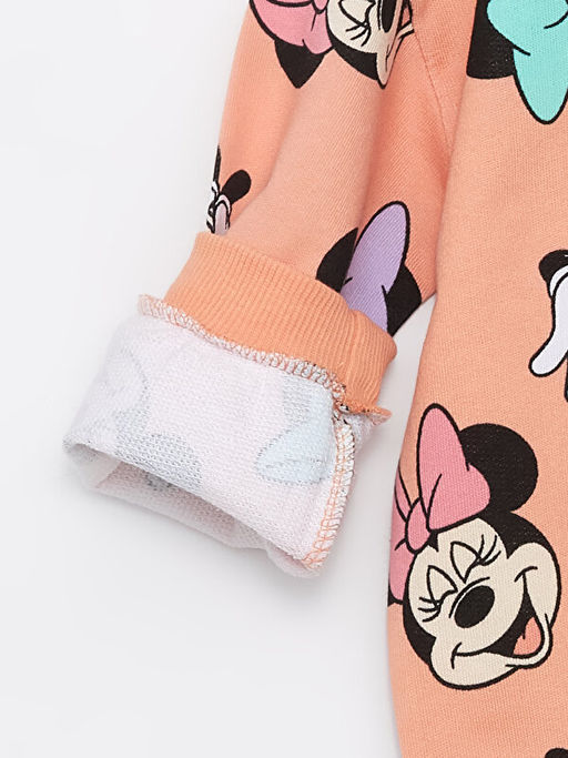 Bisiklet Yaka Uzun Kollu Minnie Mouse Bask?l? K?z Bebek Sweatshirt ve Tayt 2li Tak?m - Waikiki фото 3