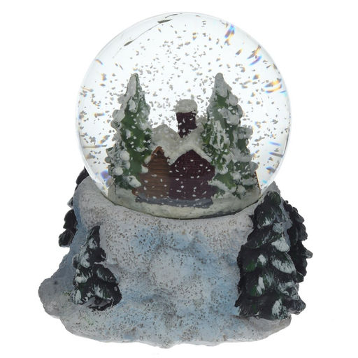 Фигурка декор в стекл шаре "Домик/Олень", D 6.5 см, L9 W8 H9 см, 3в.