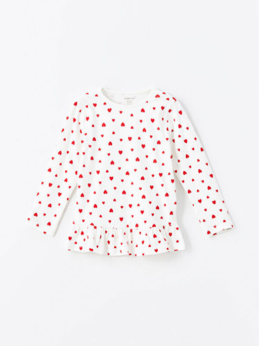 Bisiklet Yaka Bask?l? K?z Bebek Pijama ?st