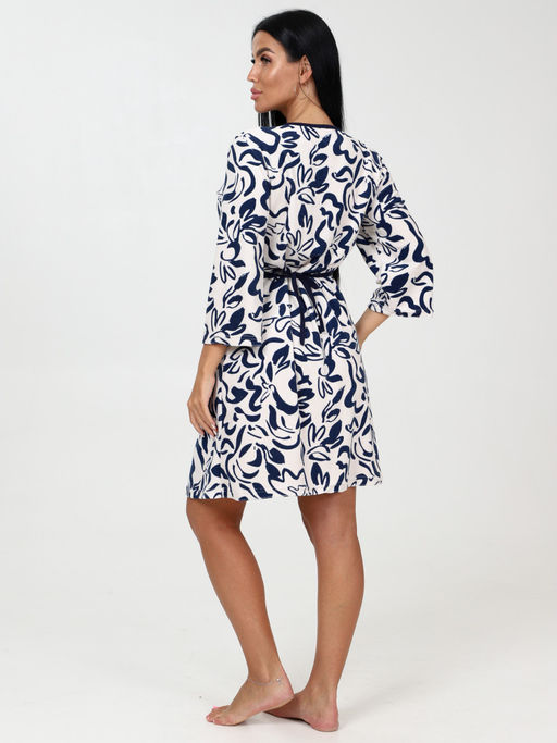 154 ЖЕНСКИЙ ХАЛАТ (Тёмно-синие цветы) - А-дина фото 4