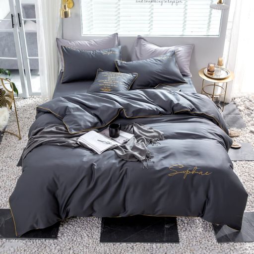 КПБ Mency однотонный с вышивкой MENO002 1.5 спальный