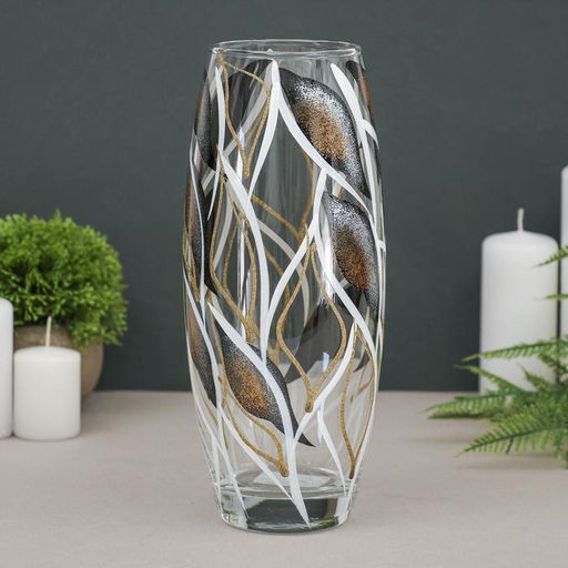 Ваза для цветов «Абстракция №2» овал, d=7 см, 10×26 см, стекло