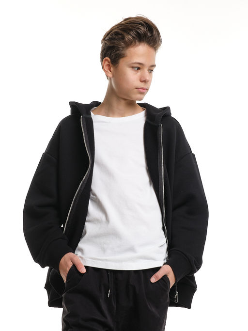 Зипка толстовка для мальчика с шевроном 22-0430 черный