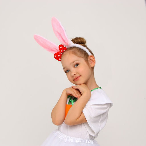 Карнавальный костюм Зайка белая с ободком, рост 98-128 см - Страна карнавалия фото 4