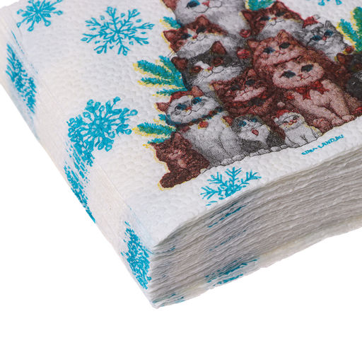 Салфетки бумажные С Новым годом: коты, однослойные, 24?24 см, 20 шт. - Страна карнавалия фото 3