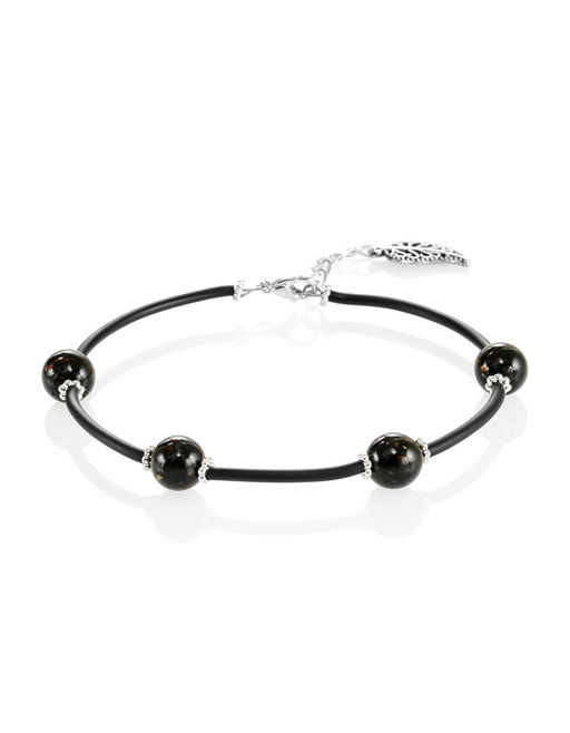 Стильный этнический браслет из натурального янтаря и каучука Оклахома