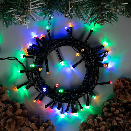 Гирлянда Нить 5 м, IP20, тёмная нить, 50 LED, 8 режимов, 220 В, свечение мульти