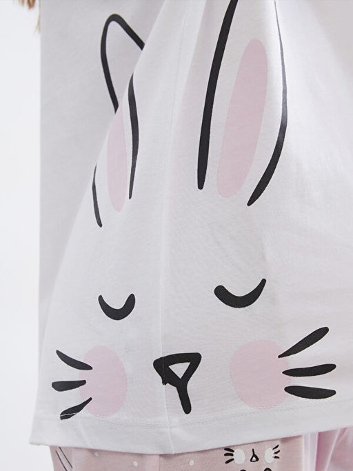 Bisiklet Yaka Bask?l? Kad?n Pijama Tak?m