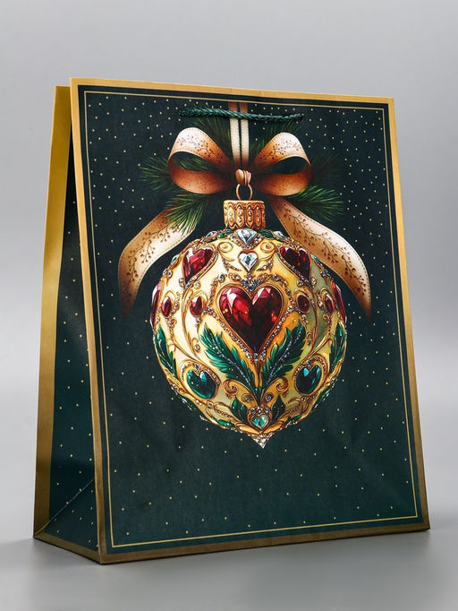 Цена за 2 шт. Пакет подарочный новогодний ламинированный, «Новогодний шар », 26×12×32 см