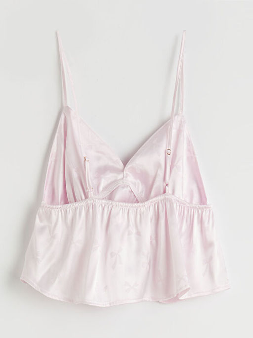 V Yaka Saten Kad?n ?ortlu Pijama Tak?m?