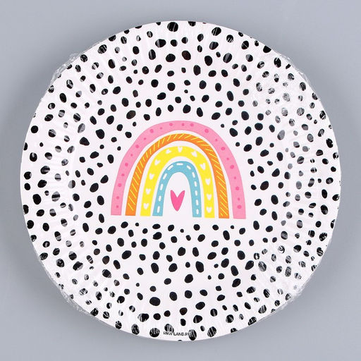 Цена за 10 шт. Тарелка бумажная Радуга, 18 см - Страна карнавалия фото 9