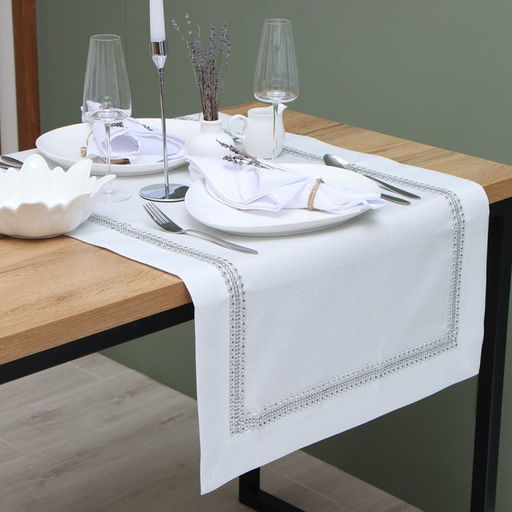 Дорожка Этель со стразами, 118 х 60 5 см, цвет белый, п/э  фото 3