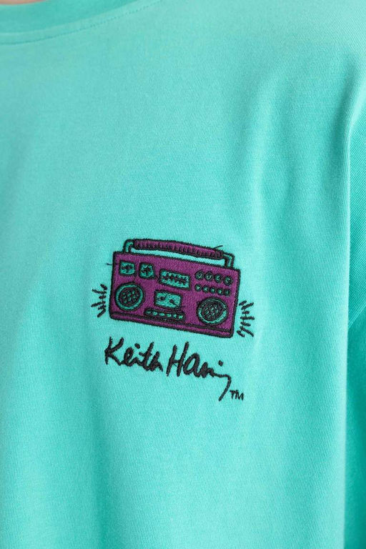 Футболка оверсайз с круглым вырезом и короткими рукавами Keith Haring - Defacto фото 5