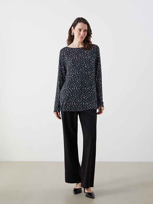 Bisiklet Yaka Leopar Desenli Bluz