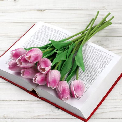 Цветок искусственный Тюльпан 30 см бело-сиреневые / 1205 /уп 10/200/1200/ латэкс - ГалеонТрейд фото 4