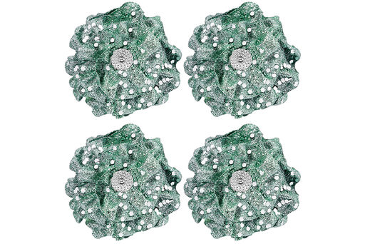 Набор 4 новогодних шаров 8х8 см Шишка зелёная в серебре - Elan gallery фото 5