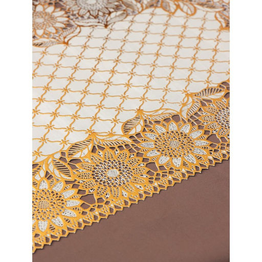 Цена за 12 шт. Салфетка ажурная для стола ПВХ Подсолнухи, 4530 см, цвет золотой - Simaland фото 6