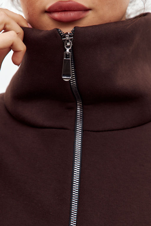 Толстовка женская из футера начес Комфорт шоколад макси