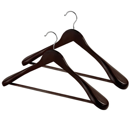Набор вешалок дерев., 2 шт., с расшир. плеч. и переклад., 44.5*23*5.8 см, кор. цвет, шт