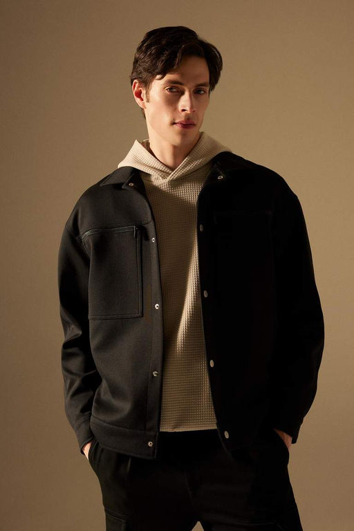 Куртка-поло с воротником-поло Relax Fit Пальто - Defacto фото 3