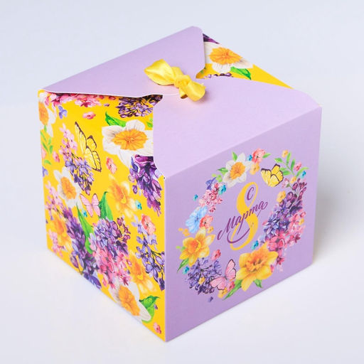 Цена за 3 шт. Коробка подарочная складная, упаковка, С 8 Марта, 12?12?12 см