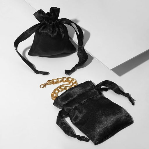 Цена за 50 шт. Мешочек подарочный атласный с лентой, 7 х 9см, цвет чёрный - Simaland фото 3