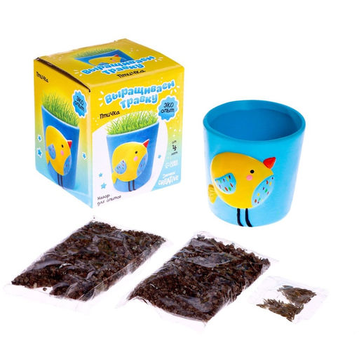 Набор для опытов Выращиваем травку, птичка - Эврики фото 13