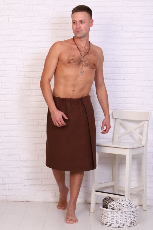 Полотенце для бани и сауны вафельное мужское  на липучке