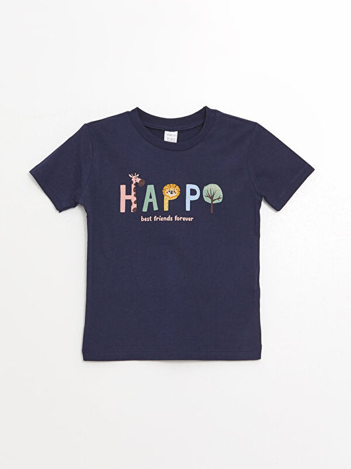 Bisiklet Yaka K?sa Kollu Bask?l? Erkek Bebek Ti??rt