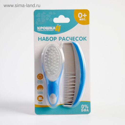 Расчёска детская, массажная щётка для волос в наборе, голубой