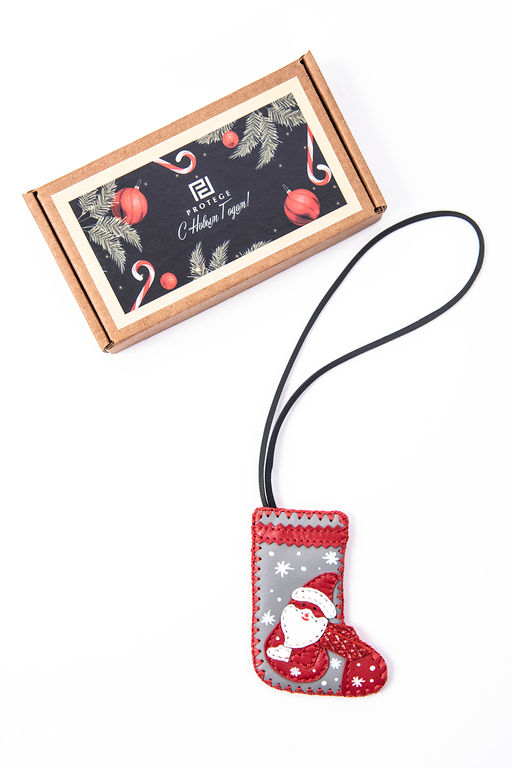 Брелок кожаный Сапожок Санта ДС-604.8 серый - Protege фото 3