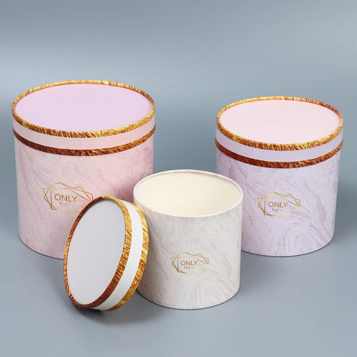 Набор шляпных коробок 3 в 1 Мрамор, 13 х 13 - 18 х 18 см - Дарите счастье фото 2