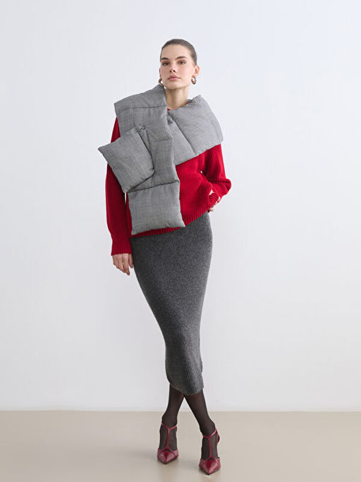 Beli Lastikli Fitilli Triko Etek