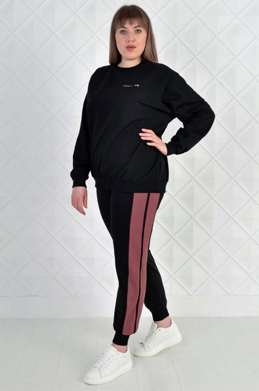 Арт. 2328 Костюм с брюками женский 50-58 (5 шт) Цвет:верх-черный, низ-черный, горчица - Калинка фото 8