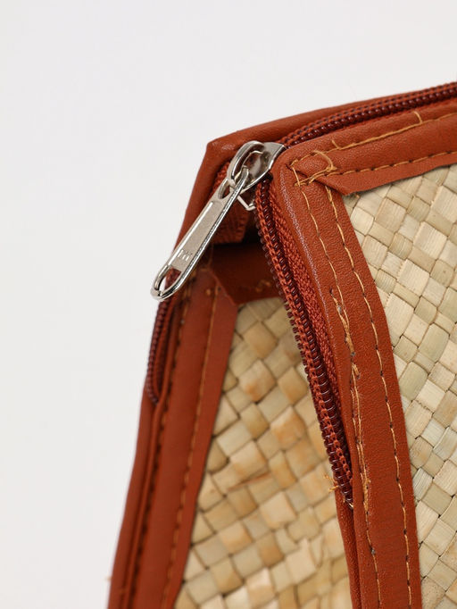 Сумка плетёная на молнии из пандана, 30?10?35 см, светло-коричневая