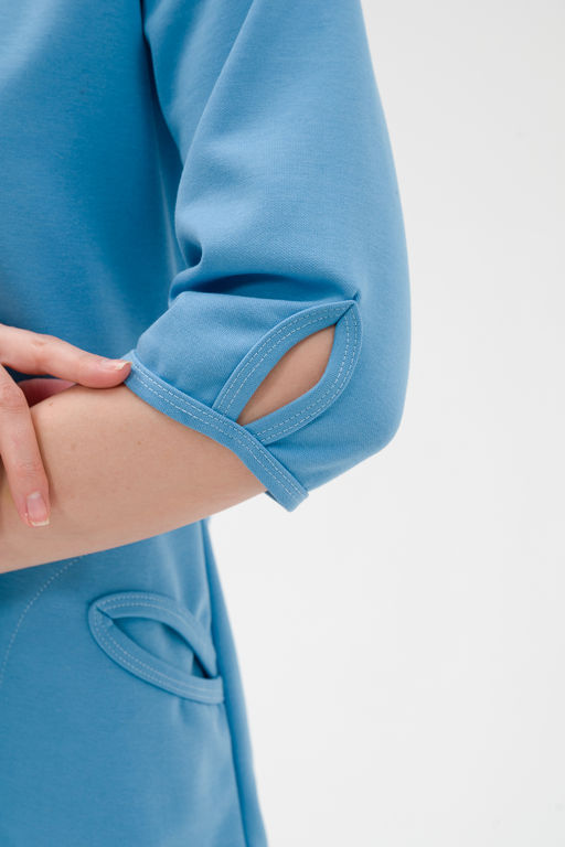 Кофта женская из коттон фита Анфиса небесный макси - Амадэль фото 9