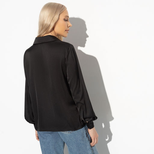 Рубашка из шелка Цветущее очарование (черная) - Charutti фото 11