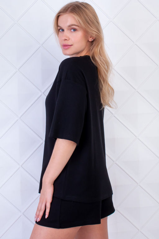 Арт. 9134 Пижама с шортами 42-50 (5 шт) Цвет:верх-черный,низ-черный